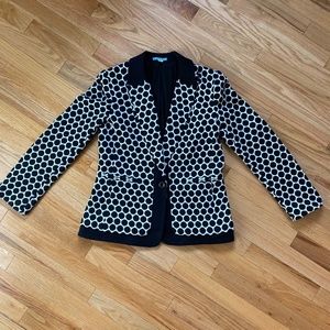 Anthropologie textured black & white polka dot blazer